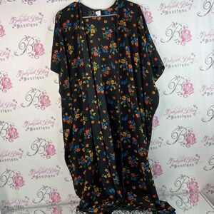 Cover Me cardigan long style flowers Floral Kimono orange blue yellow Black